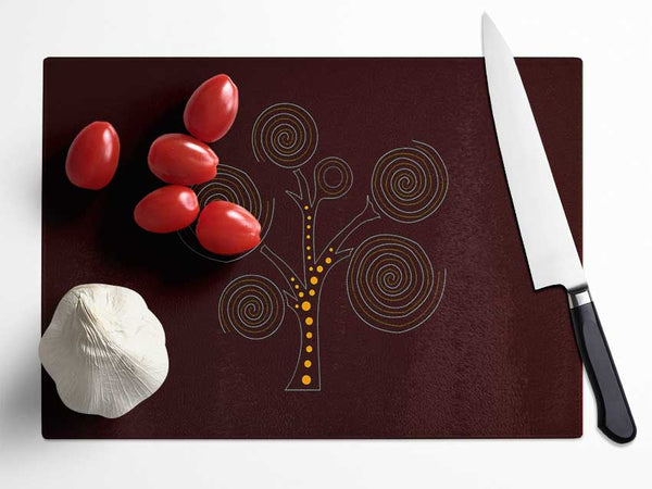 Aboriginal Tree 3 Glass Chopping Board