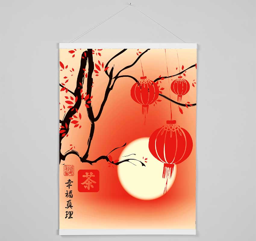 Chinese Bamboo lanterns Hanging Poster - Wallart-Direct UK