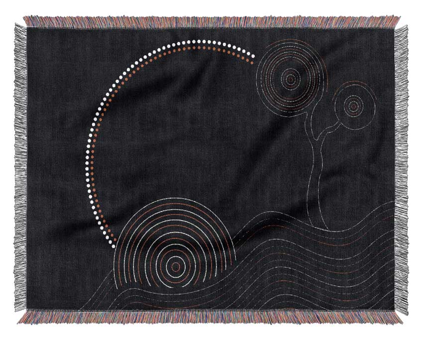 Aboriginal Sunset Tree Woven Blanket