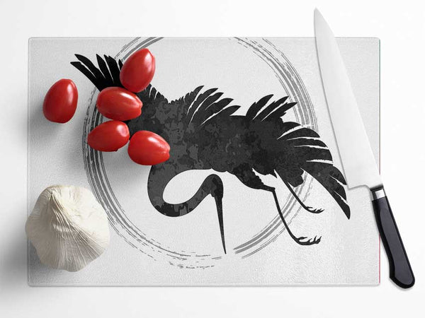 Japanese Crane 1 Glass Chopping Board