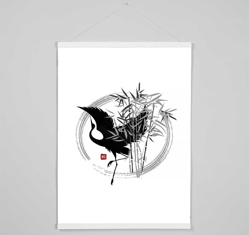 Japanese Bamboo And Crane Hanging Poster - Wallart-Direct UK