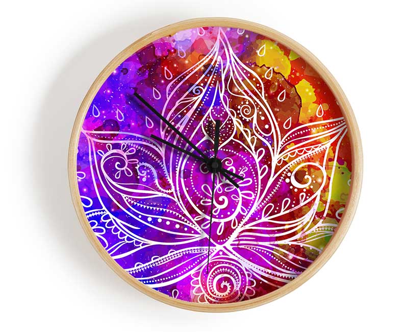 Abstract Lotus Leaves Clock - Wallart-Direct UK