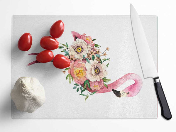 Flamingo Flower Body Glass Chopping Board