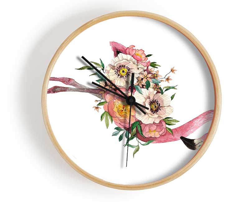 Flamingo Flower Body Clock - Wallart-Direct UK