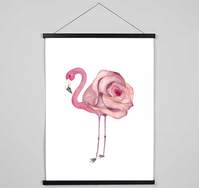 Pink Flamingo Rose Hanging Poster - Wallart-Direct UK