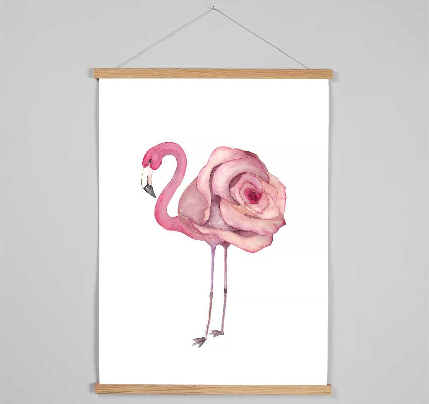 Pink Flamingo Rose Hanging Poster - Wallart-Direct UK