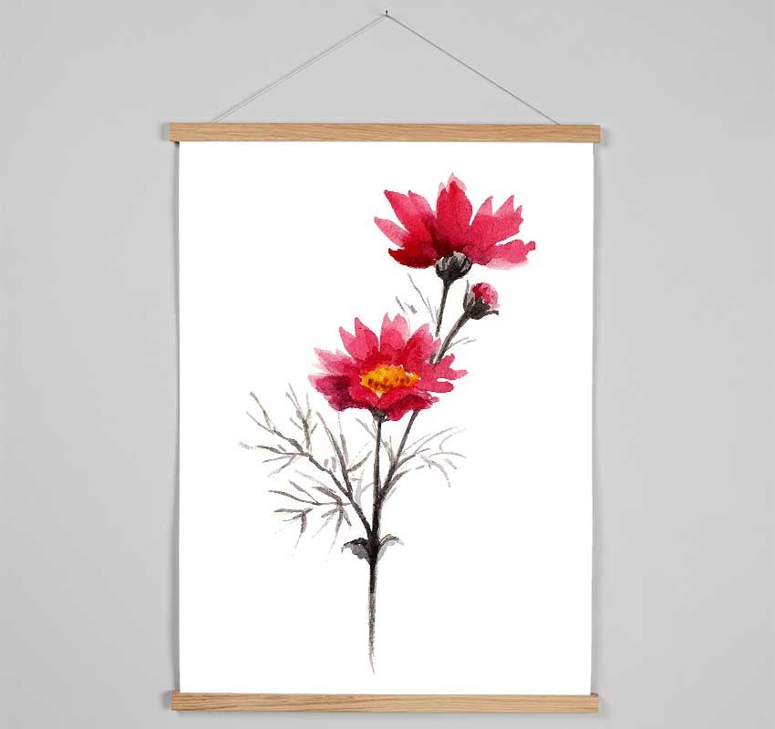 Pink Flower Spray Hanging Poster - Wallart-Direct UK