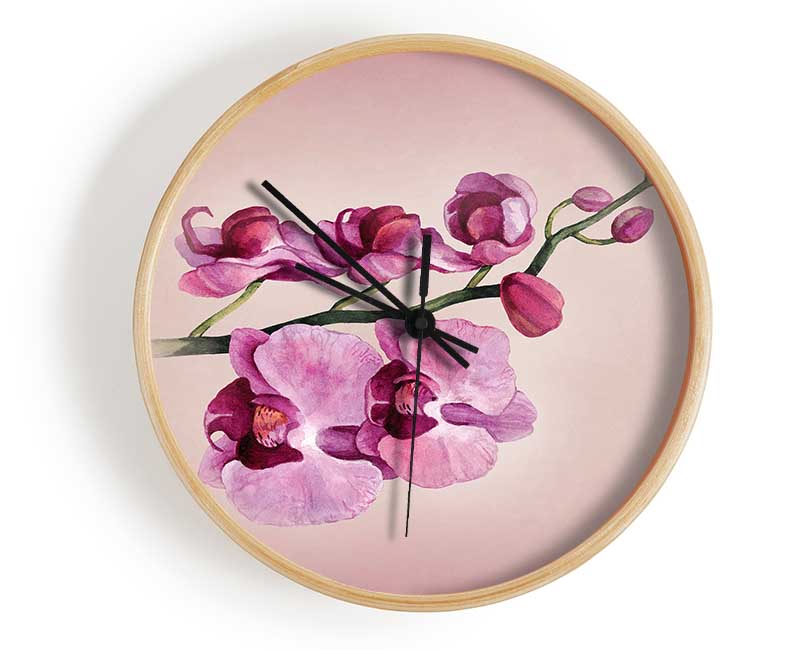 Pink Orchid Clock - Wallart-Direct UK