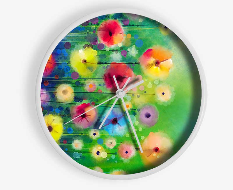 Psychedelic Flower Garden Clock - Wallart-Direct UK