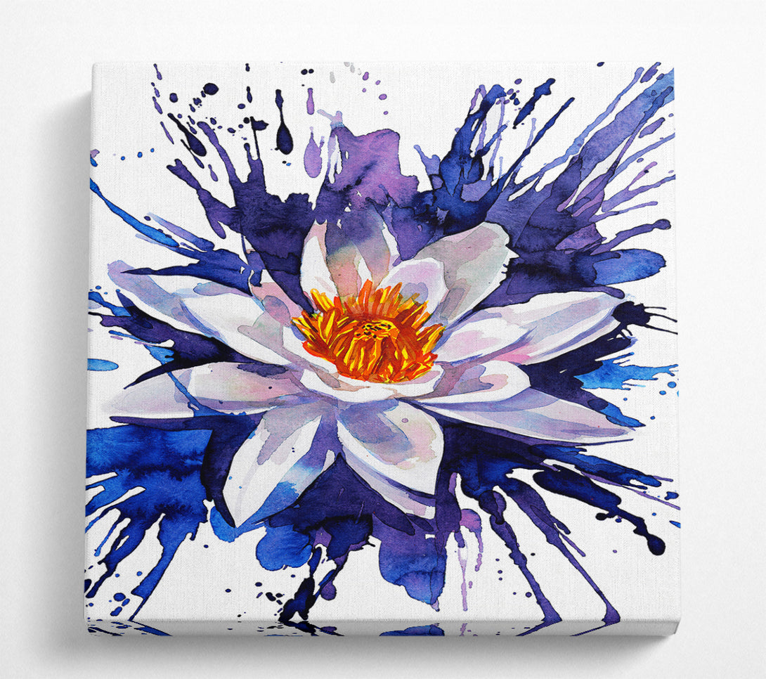 A Square Canvas Print Showing Water Lily Blues Square Wall Art