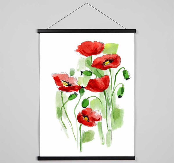 Poppies In Bloom Hanging Poster - Wallart-Direct UK