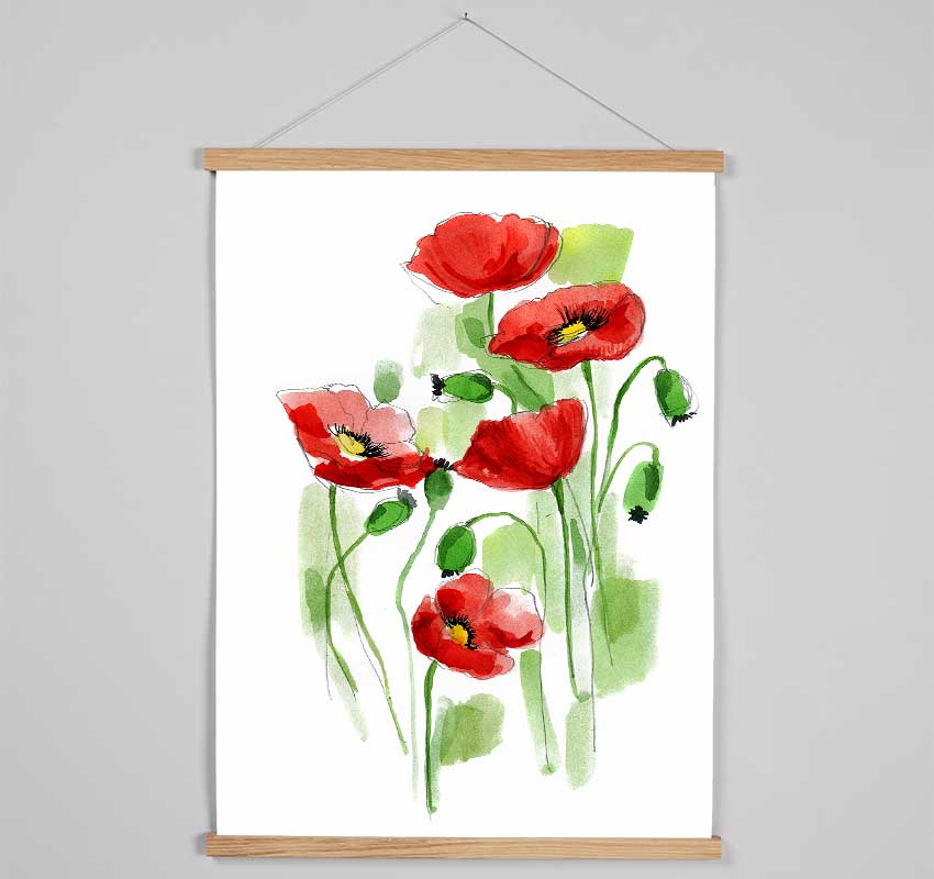 Poppies In Bloom Hanging Poster - Wallart-Direct UK