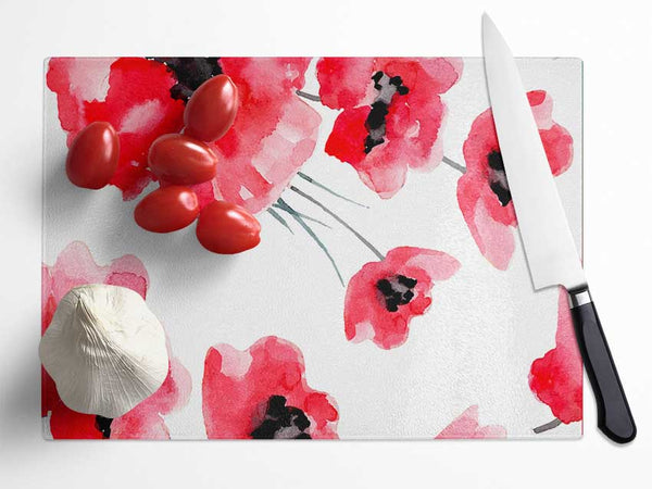 Just Poppies Glass Chopping Board