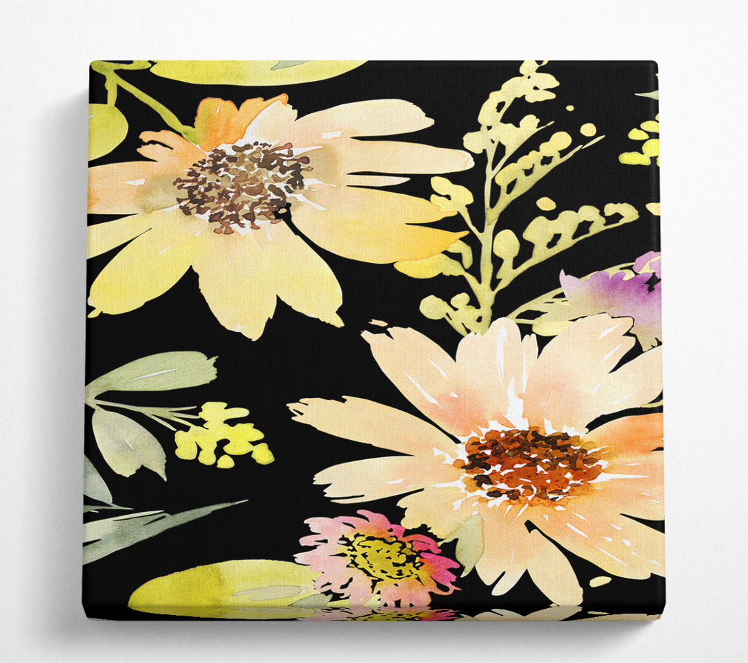 A Square Canvas Print Showing Large Golden Petals Square Wall Art