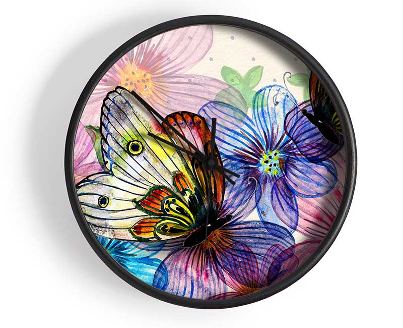 Butterfly Petal Madness Clock - Wallart-Direct UK