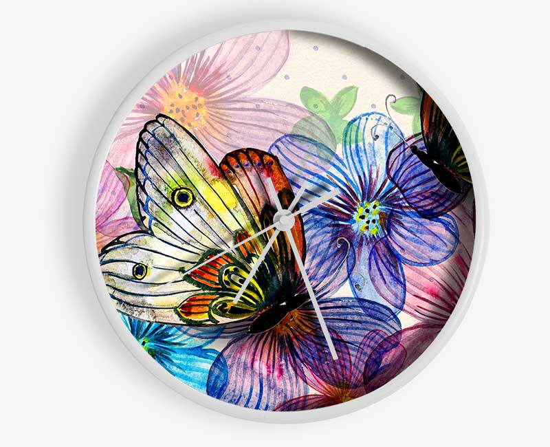 Butterfly Petal Madness Clock - Wallart-Direct UK