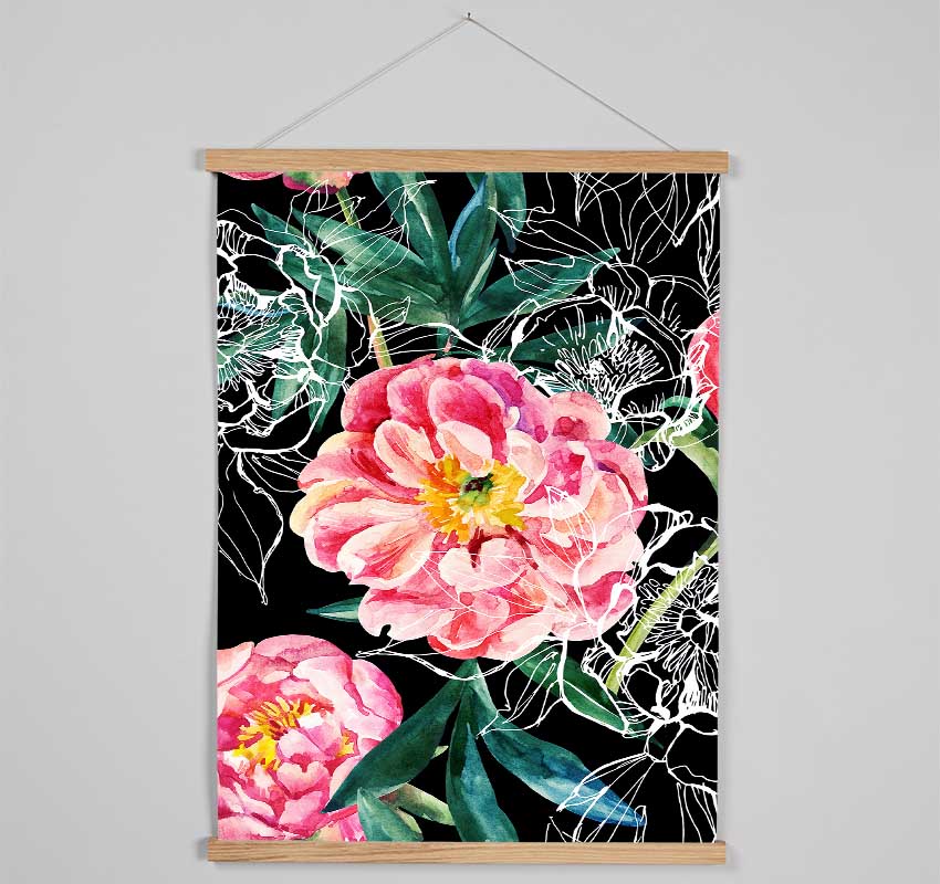 Huge Pink Flowers Hanging Poster - Wallart-Direct UK