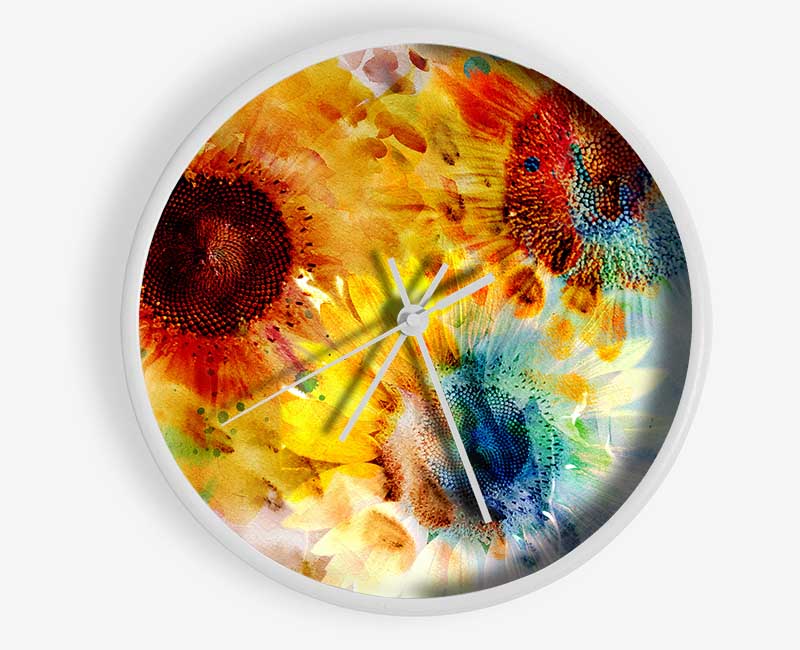 Sunflower Abstract Clock - Wallart-Direct UK