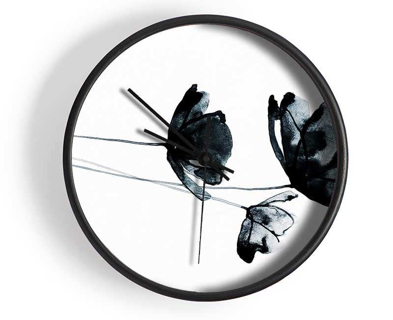 Black Poppy Abstract Clock - Wallart-Direct UK