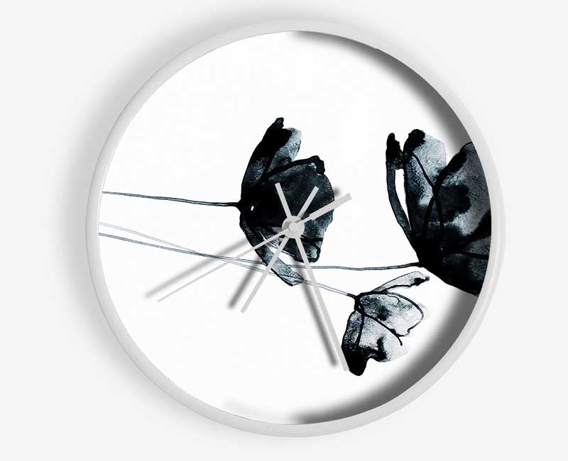 Black Poppy Abstract Clock - Wallart-Direct UK