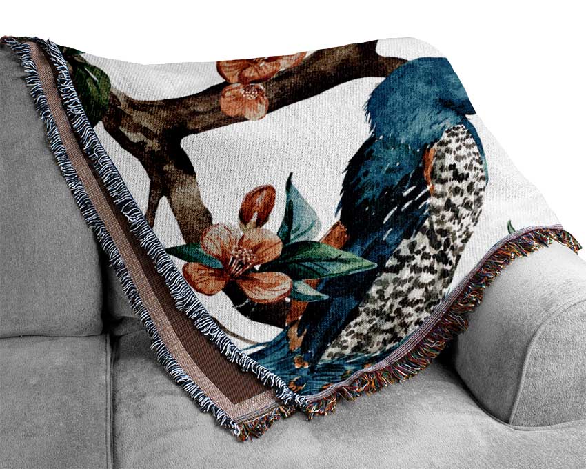 Peacock Branches Woven Blanket