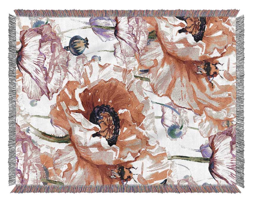 Carnation Poppy Garden Woven Blanket