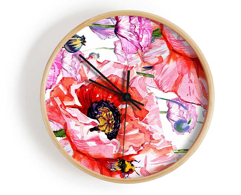 Carnation Poppy Garden Clock - Wallart-Direct UK