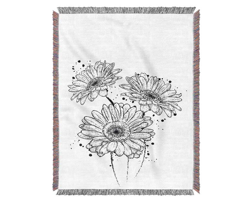 Black Daisy Splash Woven Blanket