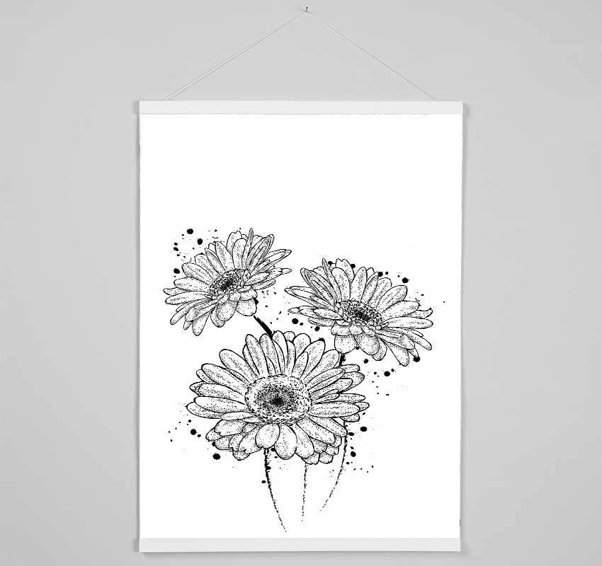 Black Daisy Splash Hanging Poster - Wallart-Direct UK