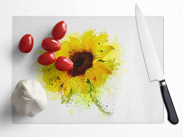 Sunflower Splash 1 Glass Chopping Board