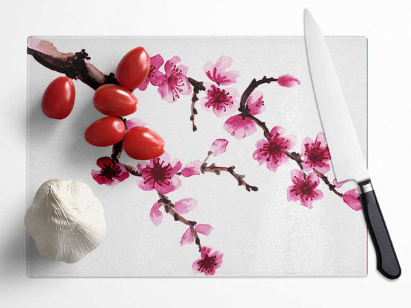 Branch Of A Cherry Blossom Glass Chopping Board