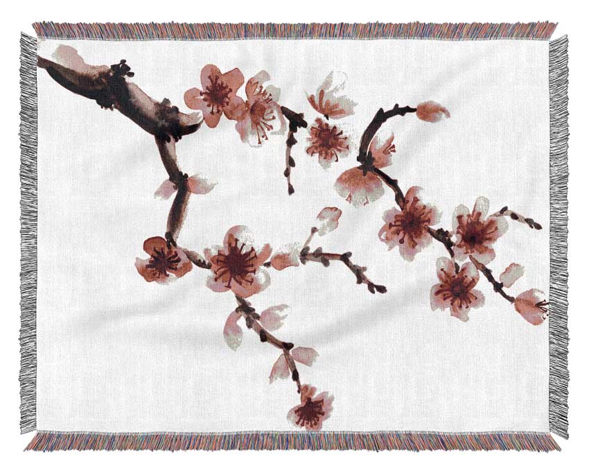 Branch Of A Cherry Blossom Woven Blanket