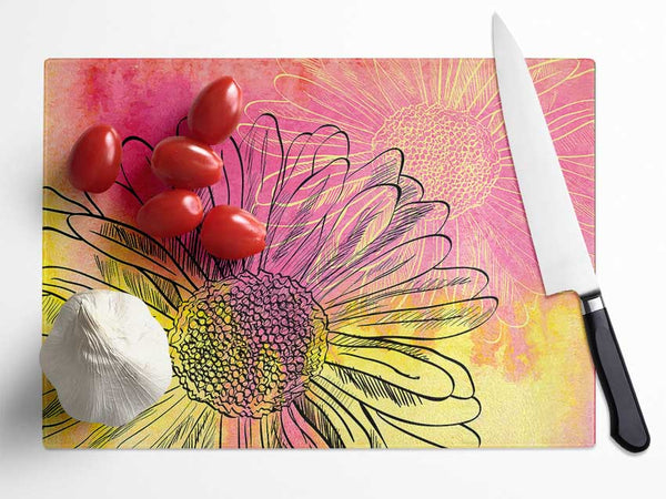 Summer Daisies Glass Chopping Board