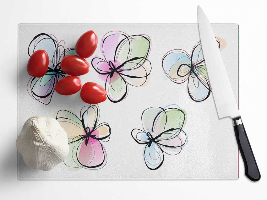 Pastel Petal Madness Glass Chopping Board