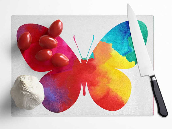 Rainbow Butterfly Glass Chopping Board