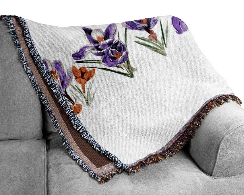 Purple Crocus Woven Blanket