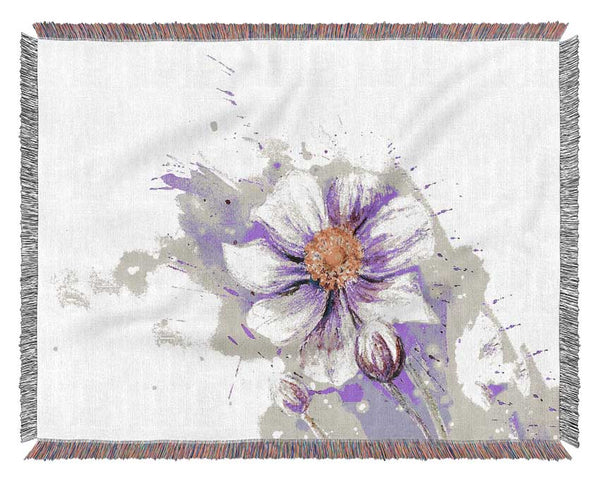 Purple Daisy Bloom Woven Blanket