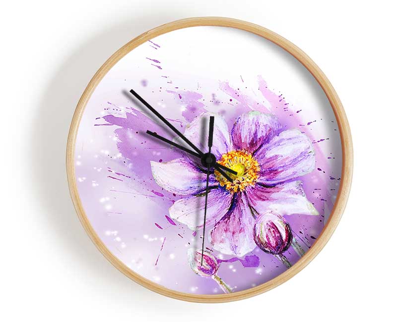 Purple Daisy Bloom Clock - Wallart-Direct UK