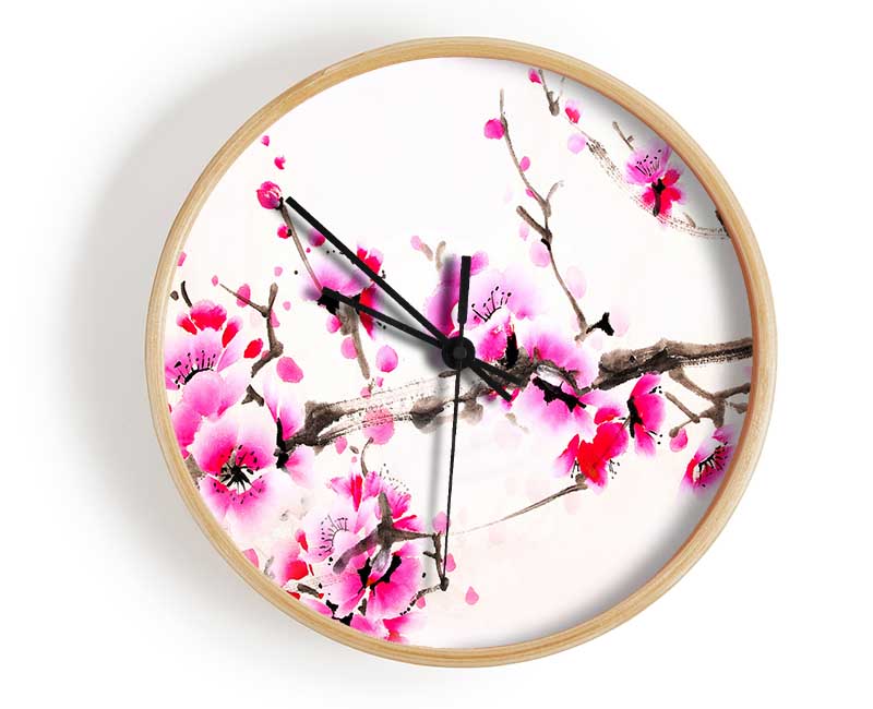 Cherry Tree Painting Clock - Wallart-Direct UK