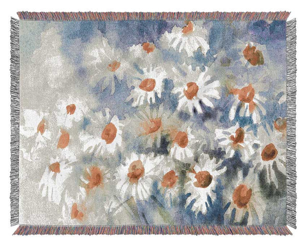 Abstract Daisy Blues Woven Blanket