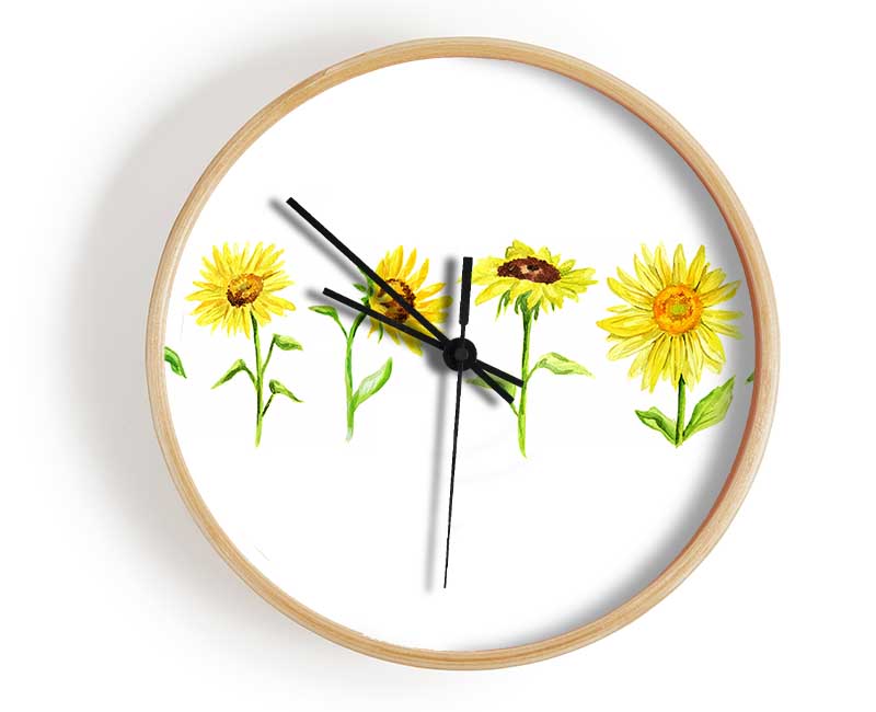 Sunflower Row Clock - Wallart-Direct UK