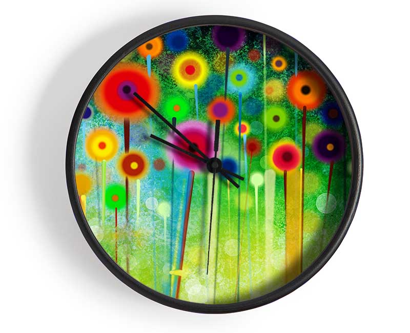 Psychedelic Flower Garden 2 Clock - Wallart-Direct UK