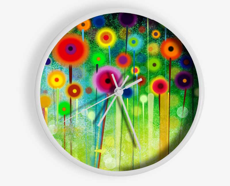 Psychedelic Flower Garden 2 Clock - Wallart-Direct UK