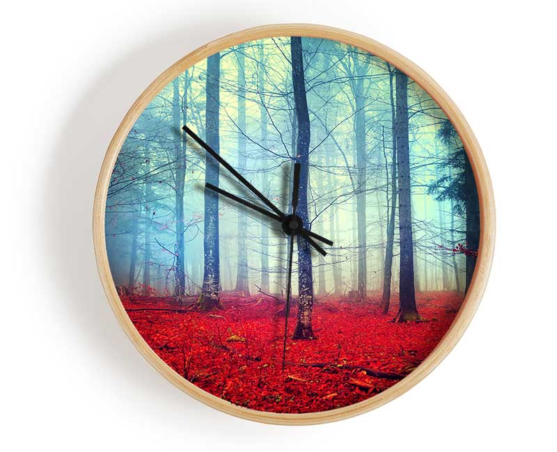 Mist In The Red Forest Clock - Wallart-Direct UK