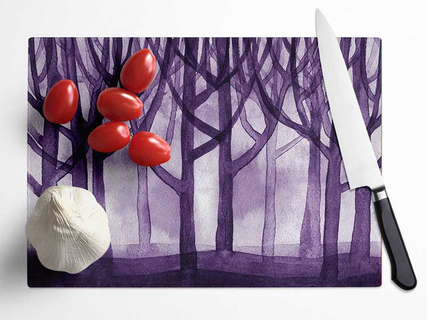 Purple Woodland Glass Chopping Board