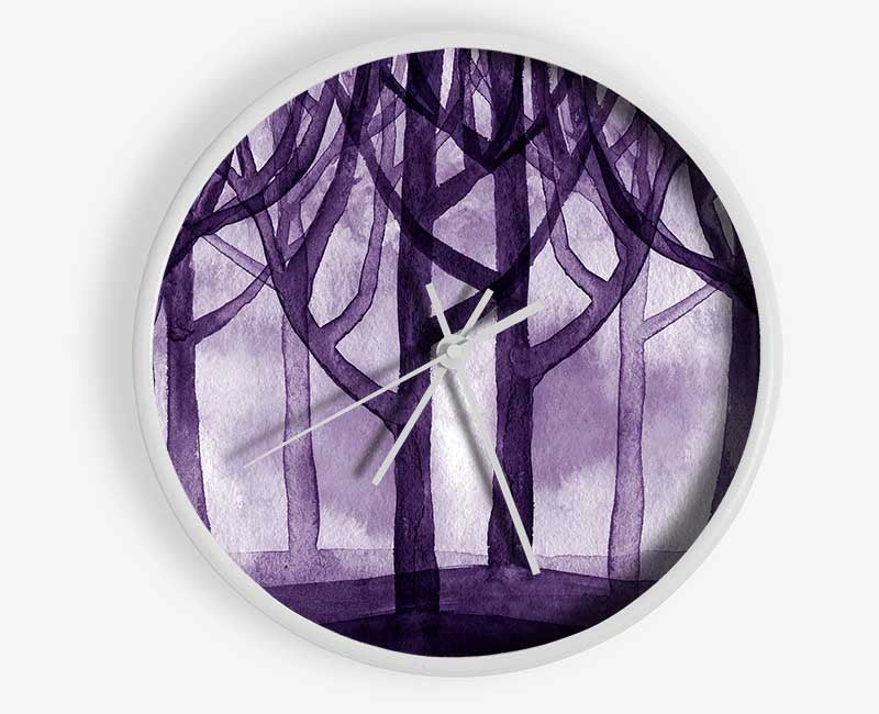 Purple Woodland Clock - Wallart-Direct UK