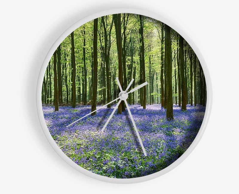 Mystical Bluebell Woodland Clock - Wallart-Direct UK