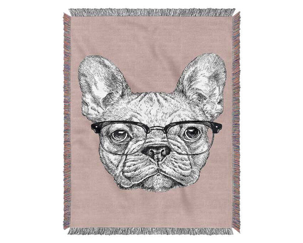 French Bulldog In Glasses Woven Blanket