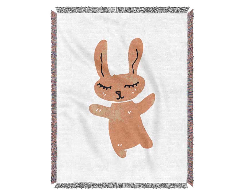 Pink Bunny Hug Woven Blanket