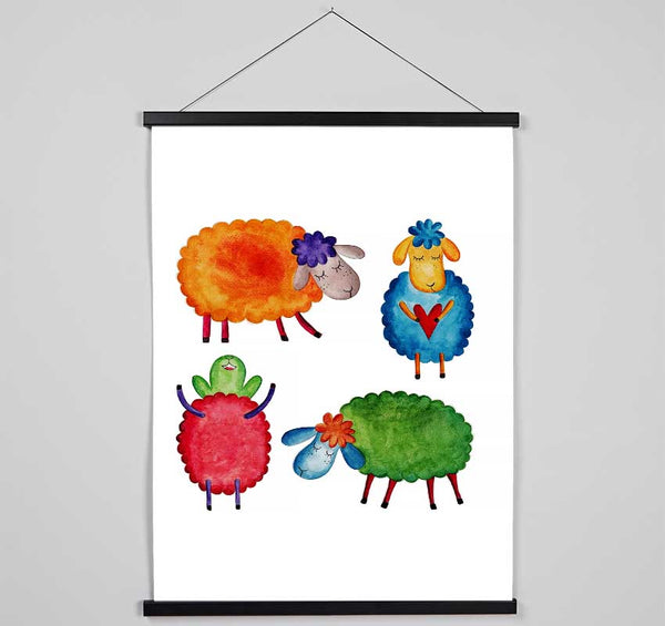 Colourful Sheep Hanging Poster - Wallart-Direct UK